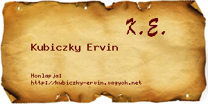 Kubiczky Ervin névjegykártya